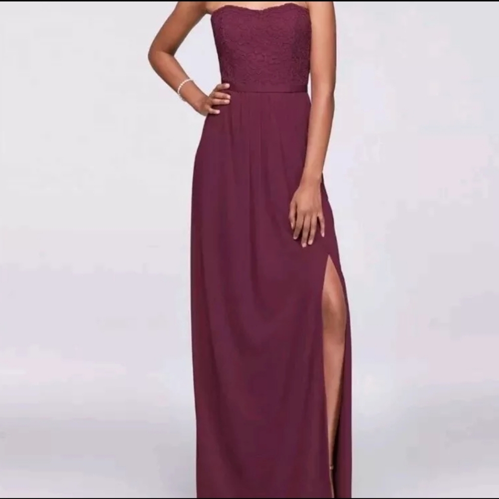 David's Bridal Formal Dress | Lace Top With Slit | Size 10